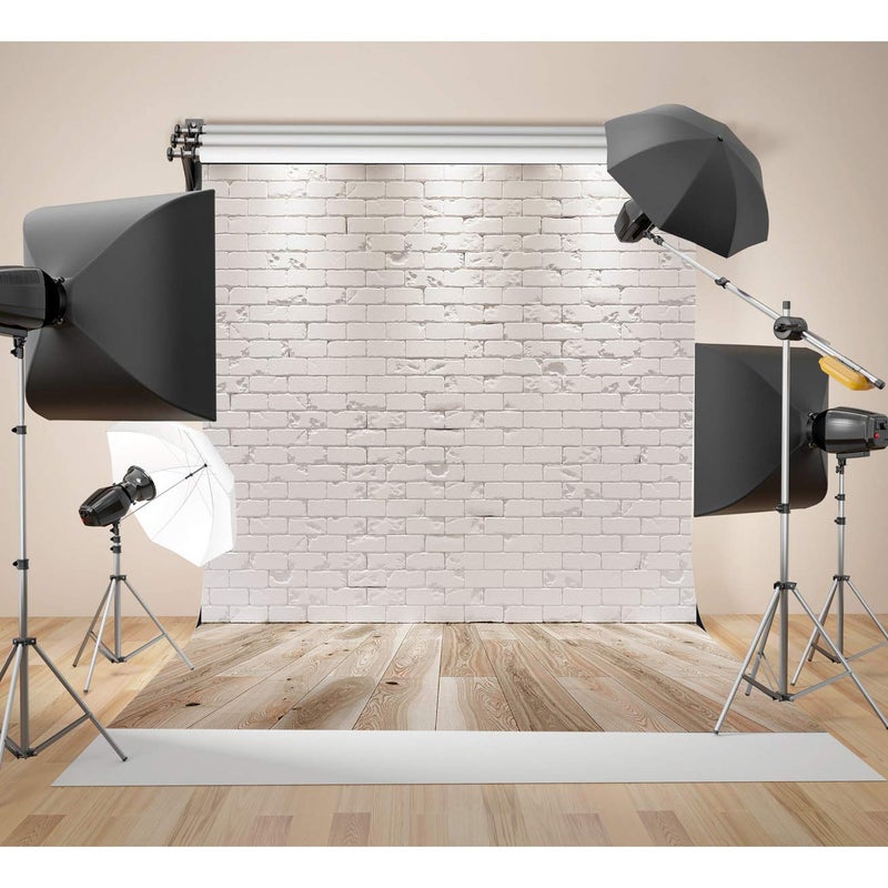 SJOLOON White Brick Photography Backdrop Brick Photo Backdrop for Birthday Photography Portrait Photoshoot Studio Props 11878 (10x10FT) - Image 4